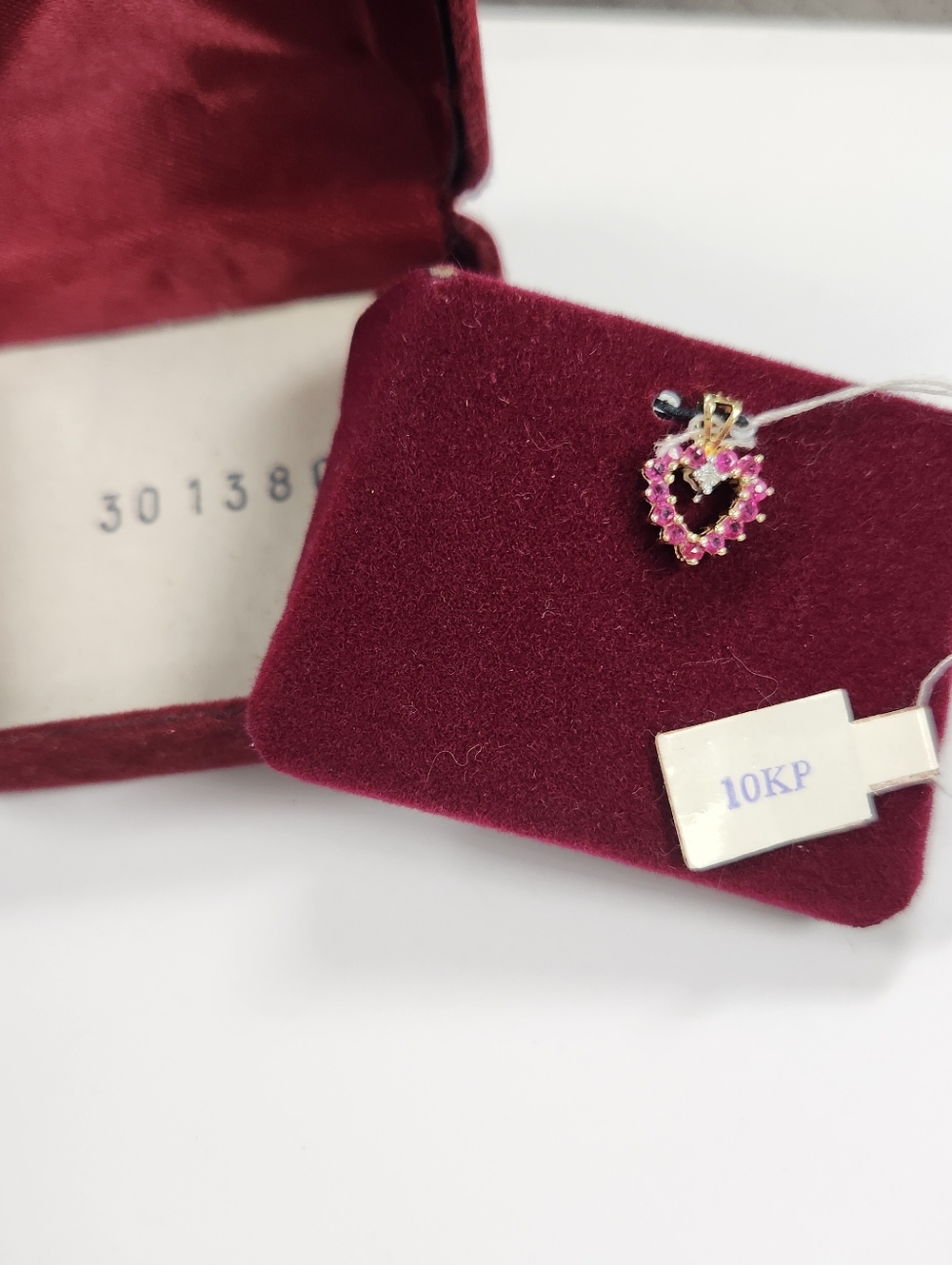 10KP Yellow Gold Ruby Sapphire & Diamond Reversible Heart Pendant , NWT - Picture 14 of 15